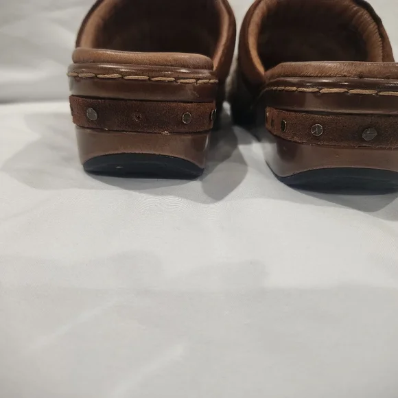 Born Tan Slip-On Clogs with Geometric Design - Picture 7 of 9